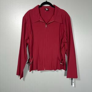 Courtenay NWT Burgundy Zip Front Stretch Blazer Jacket - 22W - Women's Plus Size